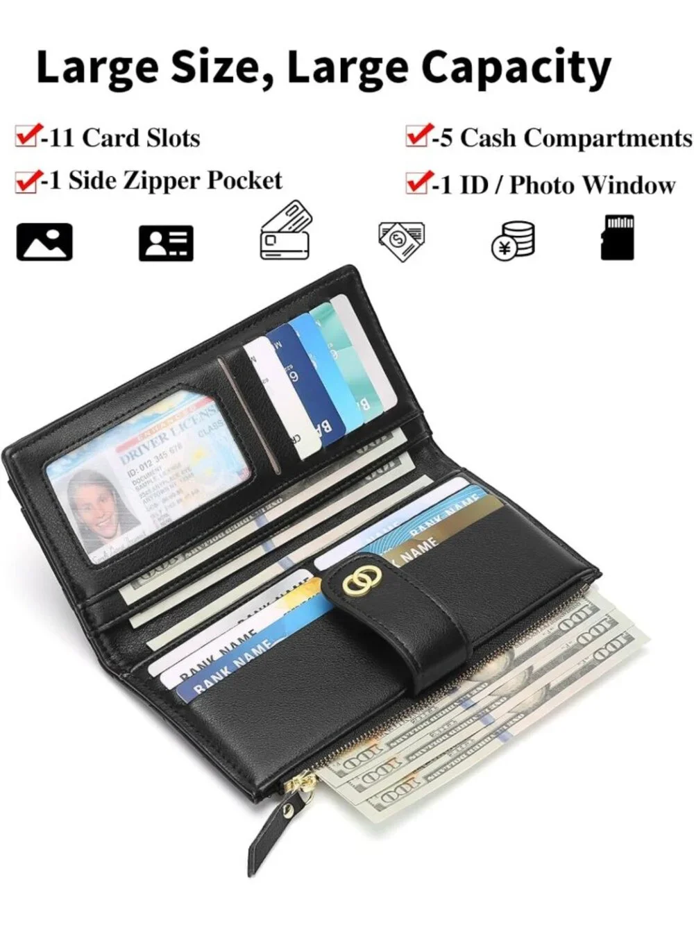 Slim RFID Blocking Leather Wallet for Women | Bifold Credit Card Clutch with